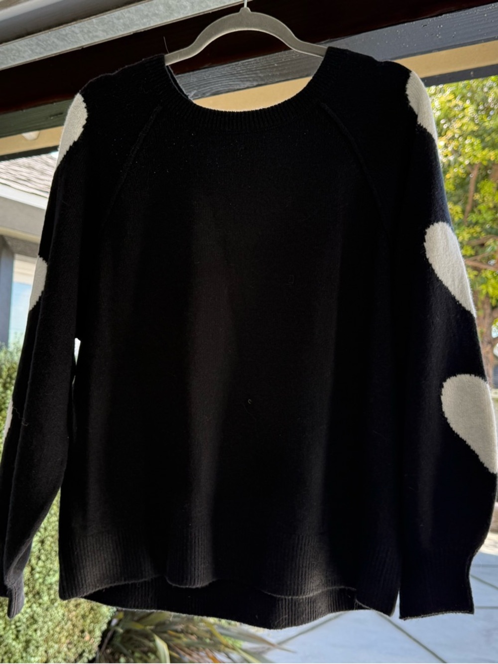 Black Sweater with White Heart Sleeves - CeCe